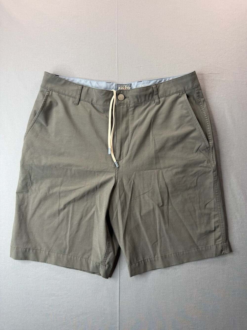 Faherty All Day Shorts Men's 34 Gray 4-Way Stretch Drawstring Golf Preppy